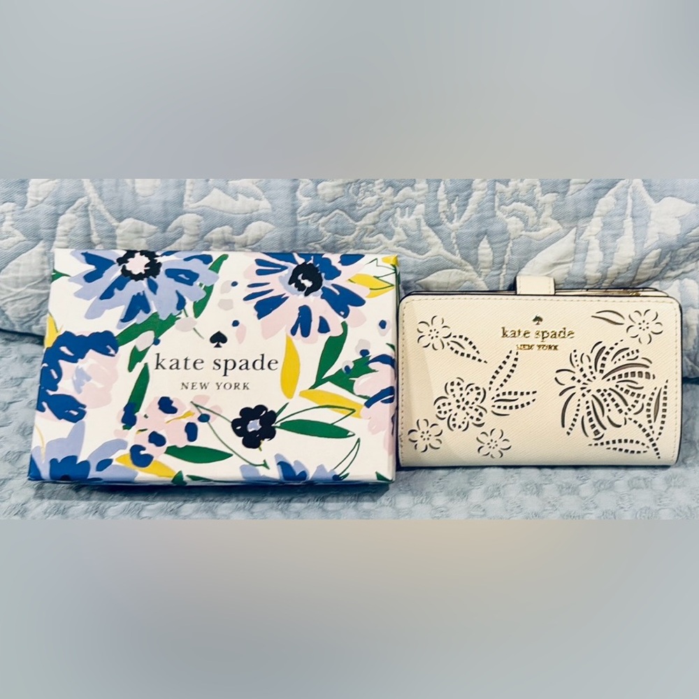 Kate Spade Madison Medium Floral Perforated Bifold Wallet